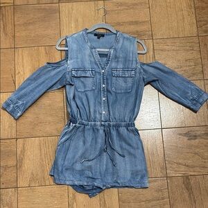 Very J Cold Shoulder Denim Romper
